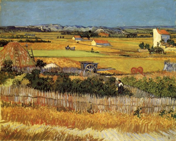 Main Product Photo of Harvest Landscape with Blue Cart Painting by Vincent van Gogh