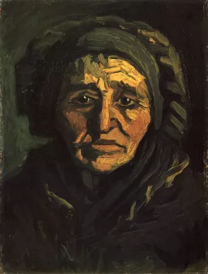 Head of a Peasant Woman with a Greenish Lace Cap painting by Vincent van Gogh