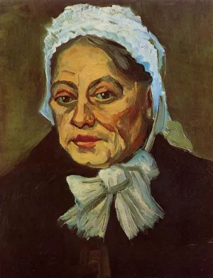 Head of an Old Woman in a White Cap also known as The Midwife by Vincent van Gogh - Oil Painting Reproduction