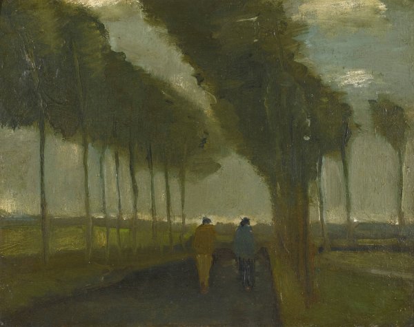 L'allee Aux Deux Promeneurs  by Vincent van Gogh - Hand-Painted Oil Painting Reproduction