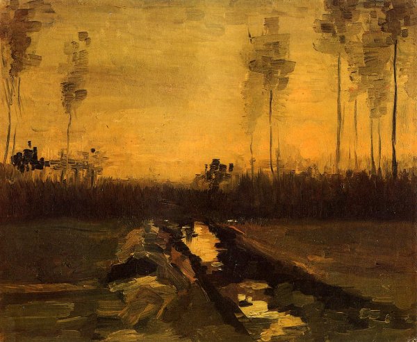 Landscape at Dusk by Vincent van Gogh - Hand-Painted Oil Painting Reproduction