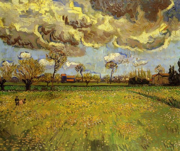 Main Product Photo of Landscape Under a Stormy Sky Painting by Vincent van Gogh