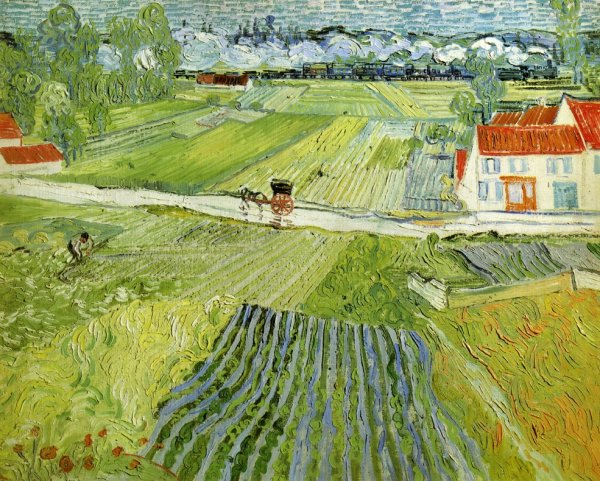 Main Product Photo of Landscape with Carriage and Train Painting by Vincent van Gogh