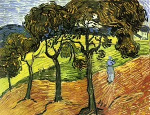 Landscape with Trees and Figures by Vincent van Gogh - Oil Painting Reproduction