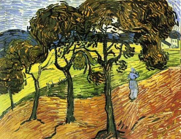 Landscape with Trees and Figures by Vincent van Gogh - Hand-Painted Oil Painting Reproduction