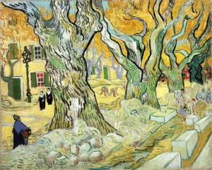 Large Plane Trees also known as The Road Menders Oil painting by Vincent van Gogh