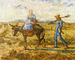 Morning: Peasant Couple Going to Work after Millet by Vincent van Gogh Oil Painting