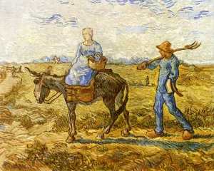 Morning: Peasant Couple Going to Work after Millet by Vincent van Gogh - Oil Painting Reproduction