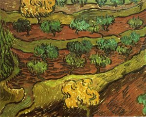 Olive Trees Against a Slope of a Hill Oil painting by Vincent van Gogh