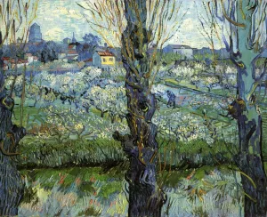 Orchard in Bloom with Poplars by Vincent van Gogh Oil Painting