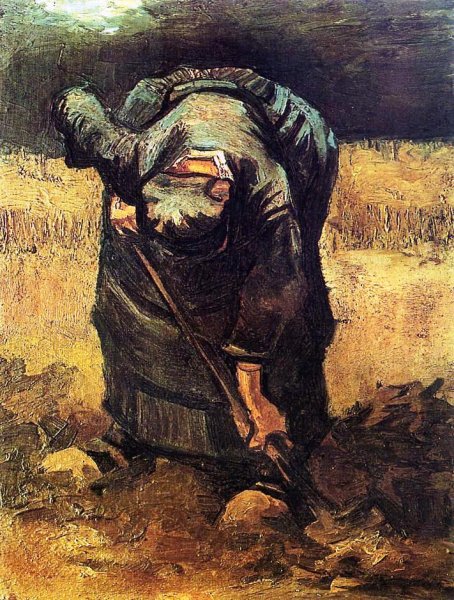Main Product Photo of Peasant Woman Digging II Painting by Vincent van Gogh