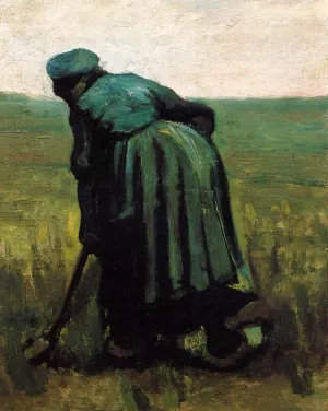 Peasant Woman Digging by Vincent van Gogh - Oil Painting Reproduction