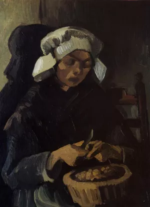 Peasant Woman Peeling Potatoes by Vincent van Gogh - Oil Painting Reproduction
