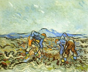 Peasants Digging up Potatoes by Vincent van Gogh Oil Painting