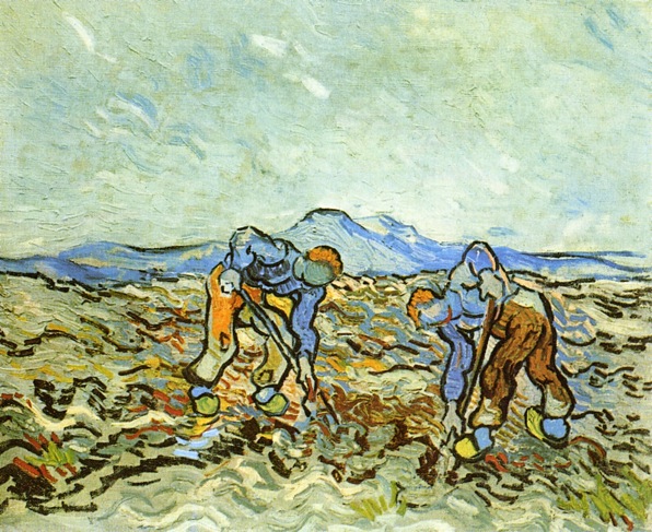 Peasants Digging up Potatoes by Vincent van Gogh - Hand-Painted Oil Painting Reproduction
