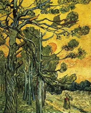 Pine Trees Against an Evening Sky by Vincent van Gogh Oil Painting