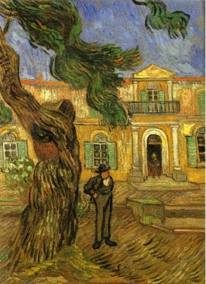 Pine Trees with Figure in the Garden of Saint-Paul Hospital by Vincent van Gogh Oil Painting