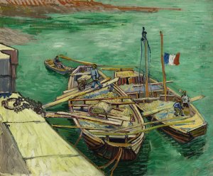 Quay with Men Unloading Sand Barges by Vincent van Gogh Oil Painting