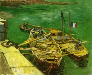 Quay with Men Unloading Sand Barges by Vincent van Gogh Oil Painting
