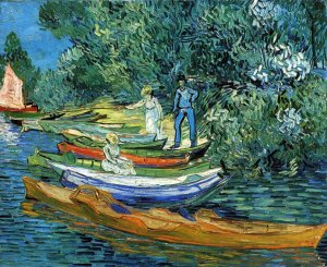 Rowing Boats on the Banks of the Oise by Vincent van Gogh Oil Painting