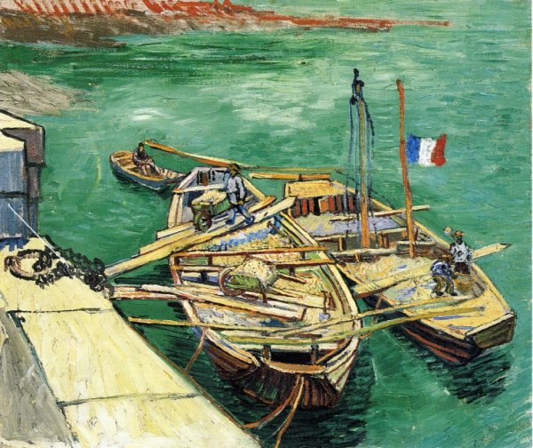 Sand Barges by Vincent van Gogh - Hand-Painted Oil Painting Reproduction
