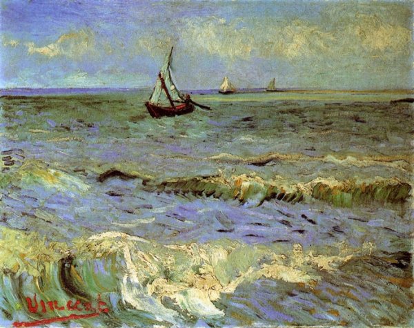 Main Product Photo of Seascape at Saintes-Maries Painting by Vincent van Gogh