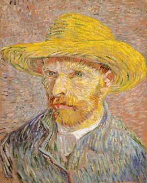 Self-Portrait with a Straw Hat by Vincent van Gogh Oil Painting