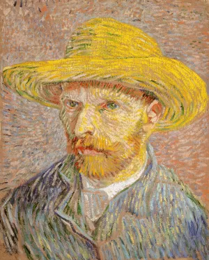 Self-Portrait with a Straw Hat by Vincent van Gogh Oil Painting