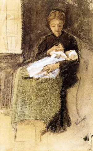 Sien Nursing Baby by Vincent van Gogh Oil Painting