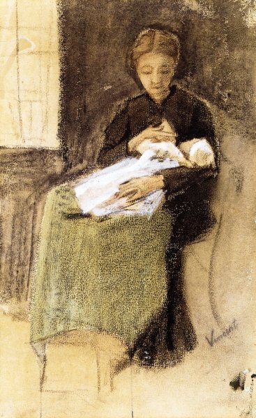 Main Product Photo of Sien Nursing Baby Painting by Vincent van Gogh