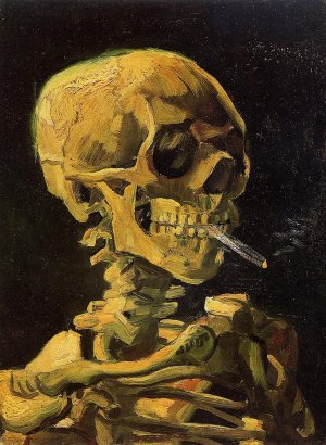 Skull with Burning Cigarette