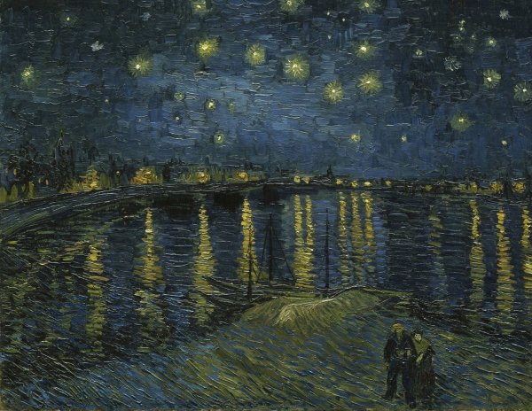 Starry Night Over the Rhone (Darker Version) by Vincent van Gogh - Hand-Painted Oil Painting Reproduction