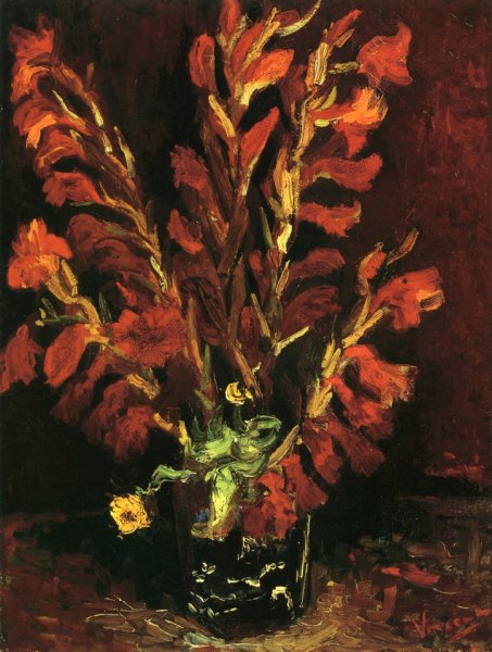 Still Life: Vase with Gladiolas by Vincent van Gogh - Hand-Painted Oil Painting Reproduction