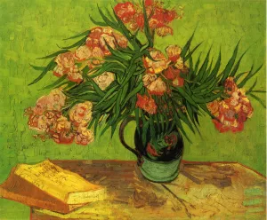 Still Life: Vase with Oleanders and Books by Vincent van Gogh Oil Painting