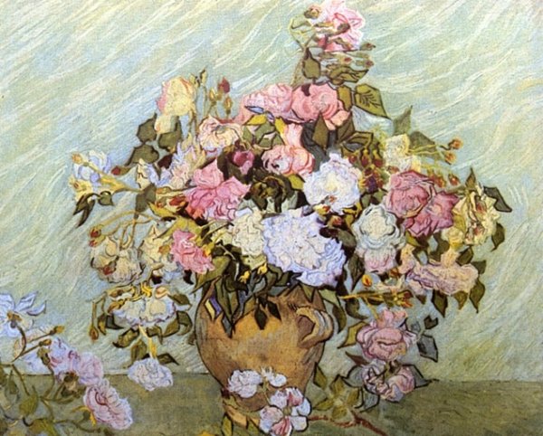 Main Product Photo of Still Life: Vase with Roses Painting by Vincent van Gogh