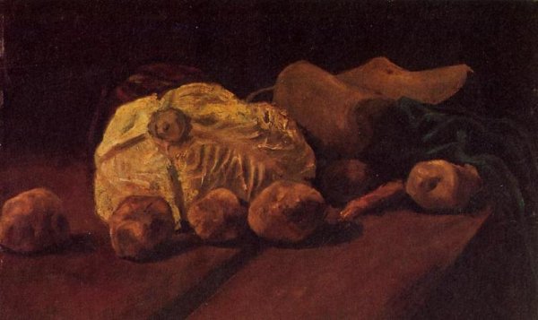 Main Product Photo of Still Life with Cabbage and Clogs Painting by Vincent van Gogh