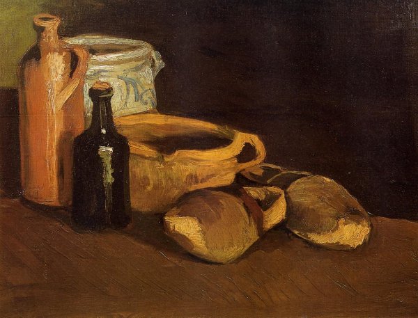 Main Product Photo of Still Life with Clogs and Pots Painting by Vincent van Gogh