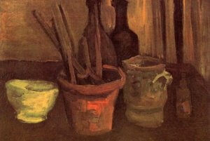 Still Life with Paintbrushes in a Pot