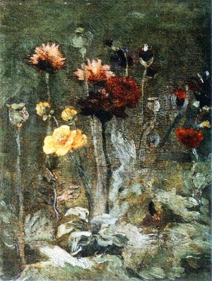 Still Life with Scabiosa and Ranunculus by Vincent van Gogh Oil Painting