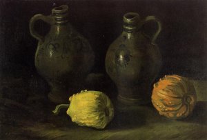 Still Life with Two Jars and Two Pumpkins by Vincent van Gogh Oil Painting