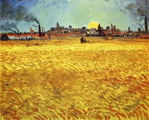 Summer Evening, Wheatfield with Setting Sun Oil painting by Vincent van Gogh