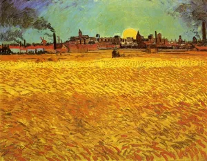 Sunset: Wheat Fields Near Arles painting by Vincent van Gogh