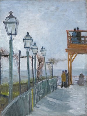 Terrace and Observation Deck at the Moulin de Blute-Fin, Montmartre by Vincent van Gogh Oil Painting