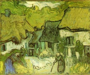 Thatched Cottages in Jorgus by Vincent van Gogh Oil Painting