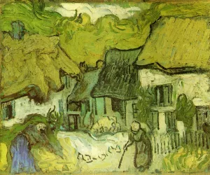 Thatched Cottages in Jorgus by Vincent van Gogh Oil Painting