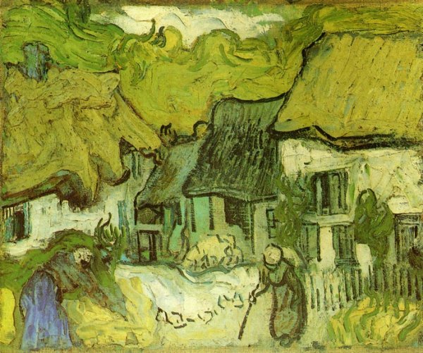 Thatched Cottages in Jorgus by Vincent van Gogh - Hand-Painted Oil Painting Reproduction
