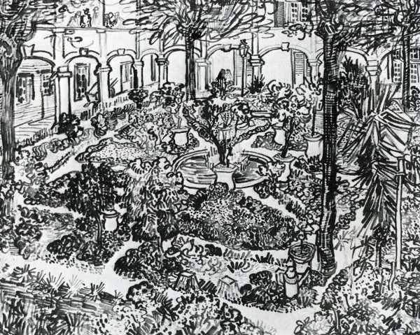 Main Product Photo of The Courtyard of the Hospital of Arles Painting by Vincent van Gogh