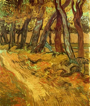 The Garden of Saint-Paul Hospital with Figure by Vincent van Gogh - Oil Painting Reproduction