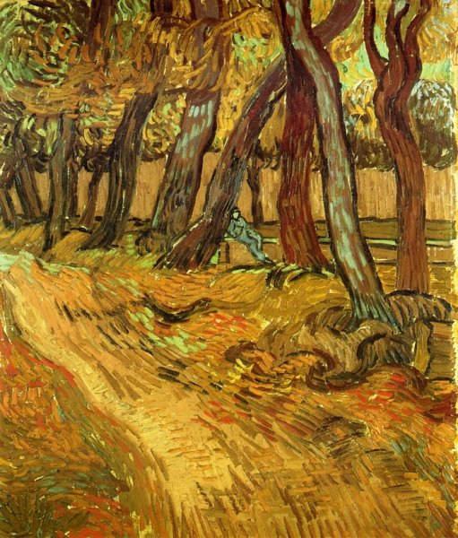 The Garden of Saint-Paul Hospital with Figure by Vincent van Gogh - Hand-Painted Oil Painting Reproduction