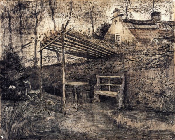 Main Product Photo of The Garden of the Parsonage with Arbor Painting by Vincent van Gogh